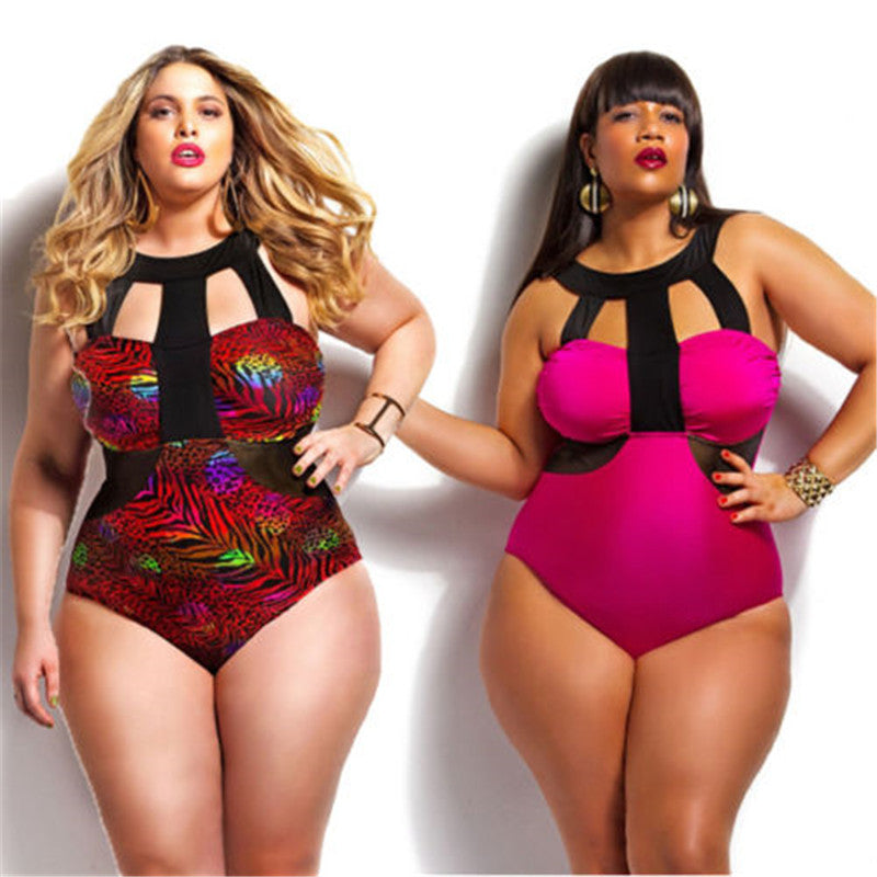 High Waist Plus Size Swimwear Floral Printing One Piece Swimwear Push up Padded Bandage halter Swimsuit Plus Size Swimwear