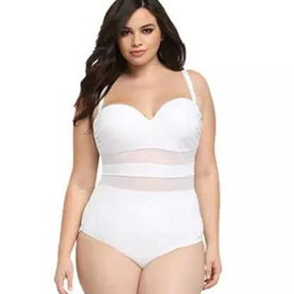 Plus Size Swimwear Women One-Piece Swimsuit Large Bathing Suit See-Through Mesh Swiming 4XL