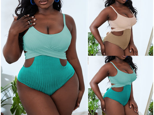 New Plus Size Plus Size One-Piece Contrasting Swimsuit Fat Woman Bikini Plus Size Swimwear