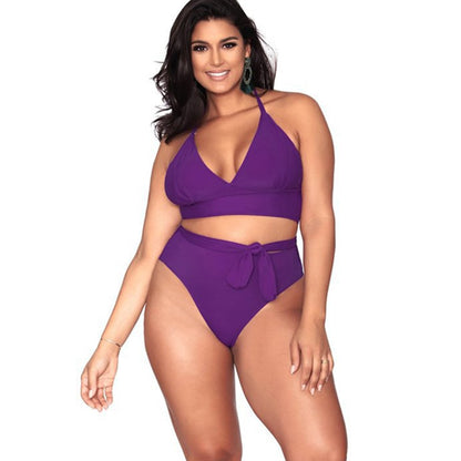 Plus Size Swimwear Two Pieces Swimsuit Women High Waist Bikini Set Separate Female Large Size Push Up Bikinis  Cover Ups