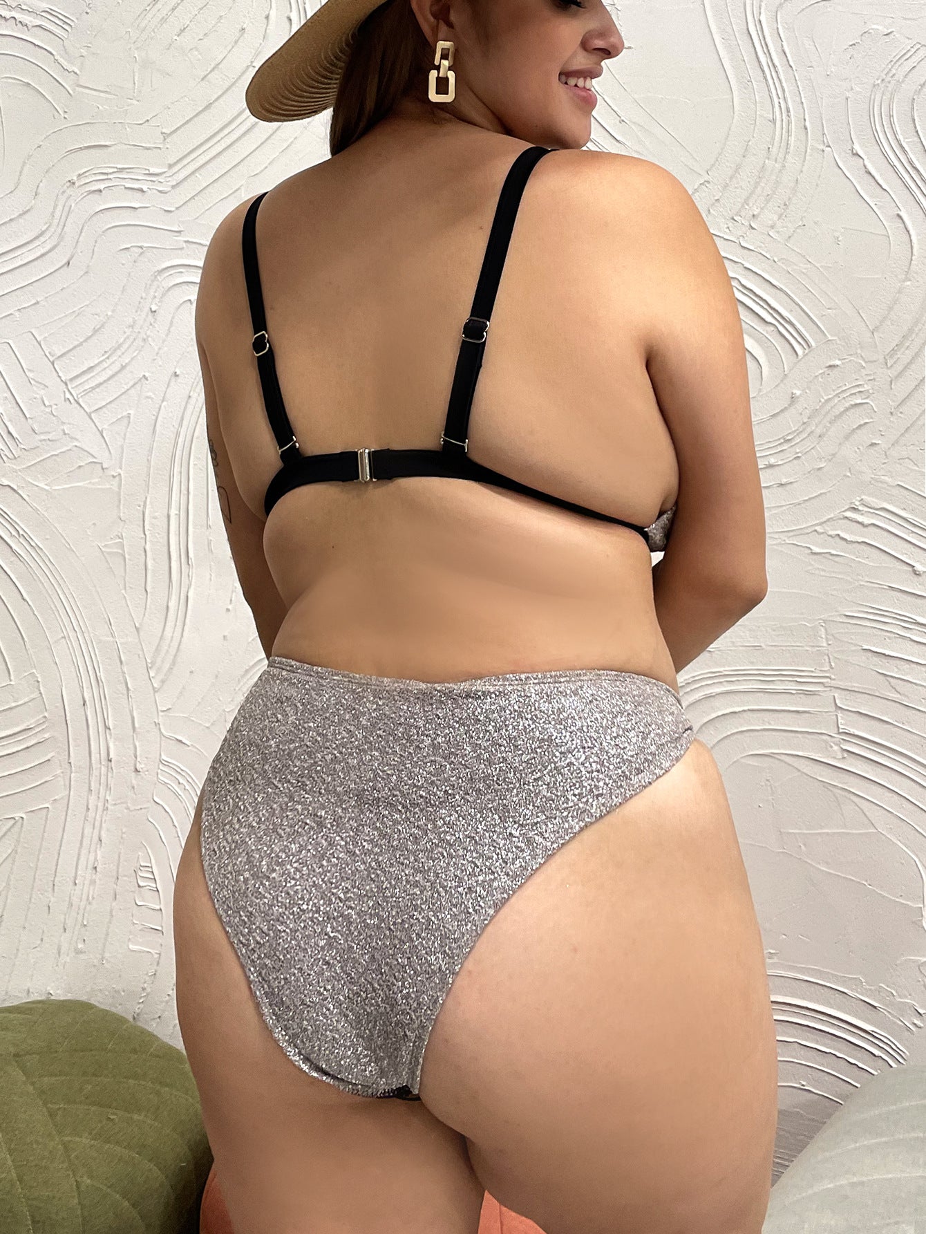 New Fat Woman Bikini Plus Size Solid Color Sexy Swimsuit Plus Swimwear